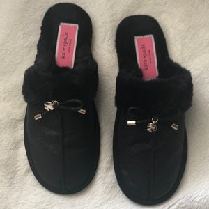 Kate Spade cozy black slippers size 7.5
